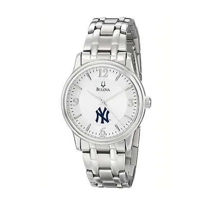 Men's Bulova Silver New York Yankees Stainless Steel Watch