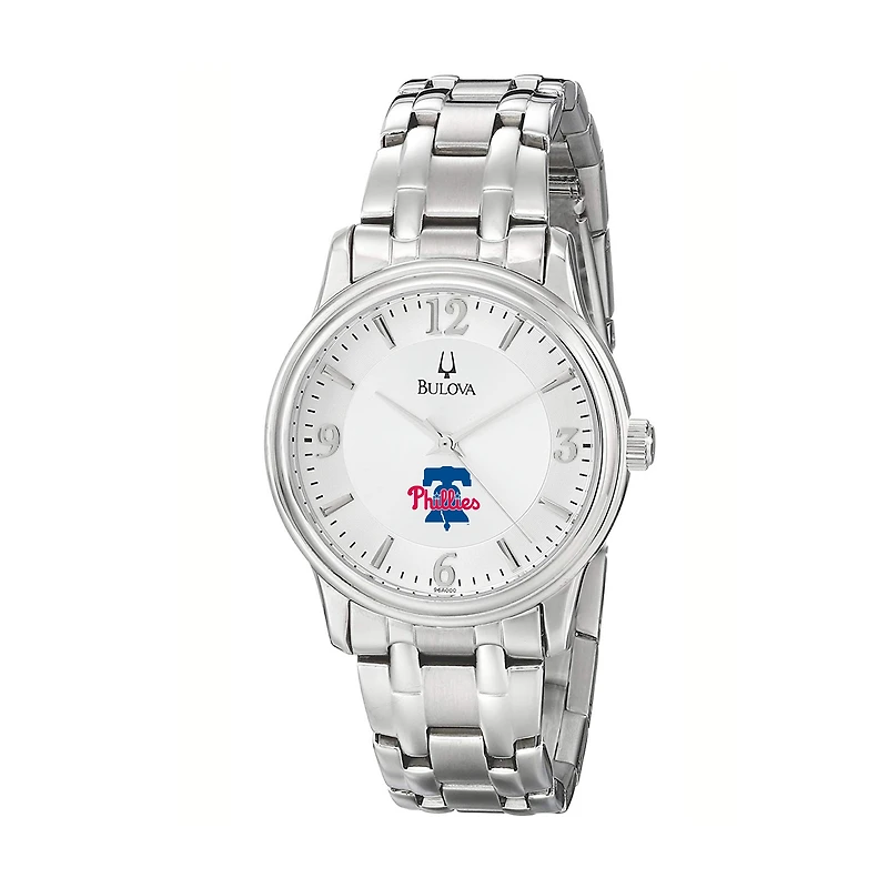 Men's Bulova Silver Philadelphia Phillies Stainless Steel Watch