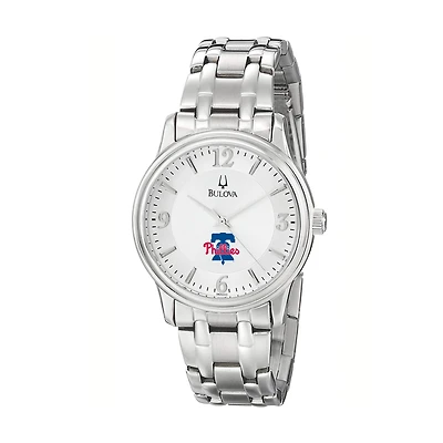 Men's Bulova Silver Philadelphia Phillies Stainless Steel Watch