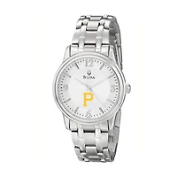 Men's Bulova Silver Pittsburgh Pirates Stainless Steel Watch