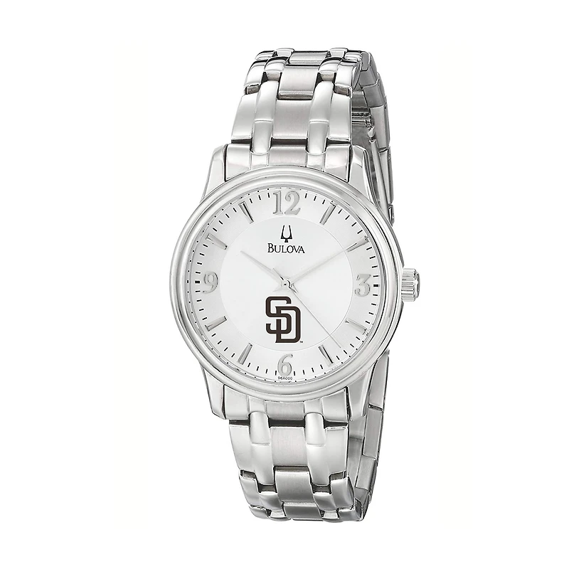 Men's Bulova Silver San Diego Padres Stainless Steel Watch