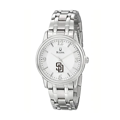 Men's Bulova Silver San Diego Padres Stainless Steel Watch