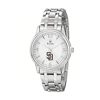 Men's Bulova Silver San Diego Padres Stainless Steel Watch