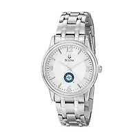 Men's Bulova Silver Seattle Mariners Stainless Steel Watch