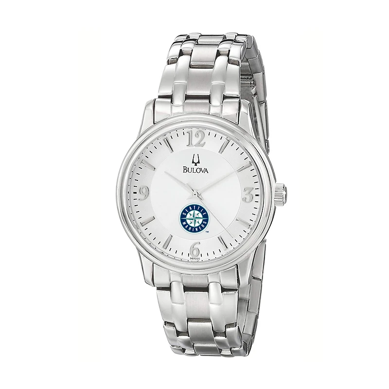 Men's Bulova Silver Seattle Mariners Stainless Steel Watch