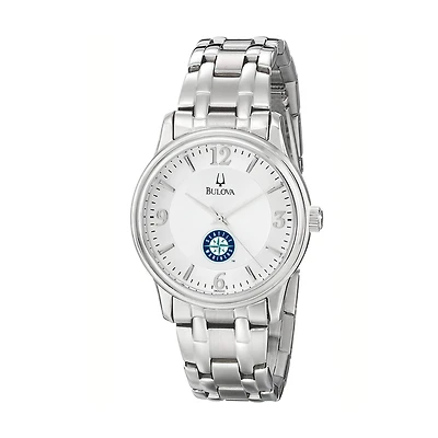 Men's Bulova Silver Seattle Mariners Stainless Steel Watch