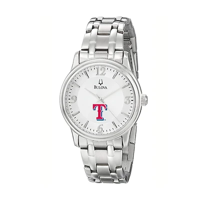 Men's Bulova Silver Texas Rangers Stainless Steel Watch