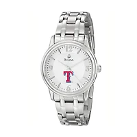 Men's Bulova Silver Texas Rangers Stainless Steel Watch