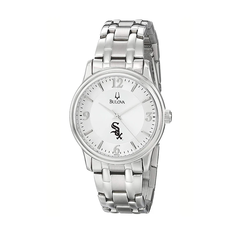 Men's Bulova Silver Chicago White Sox Stainless Steel Watch