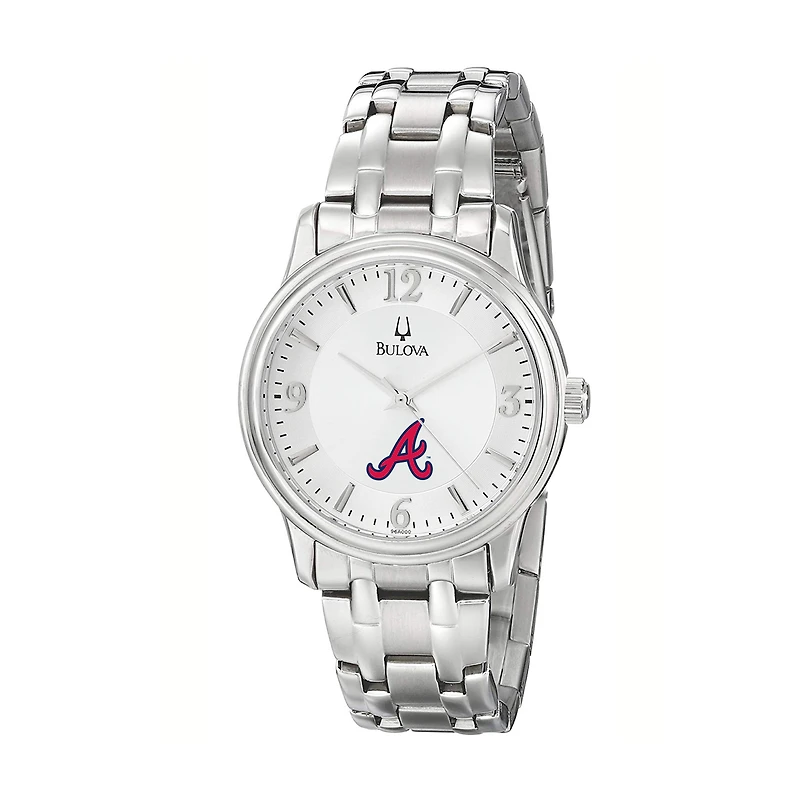 Men's Bulova Silver Atlanta Braves Stainless Steel Watch