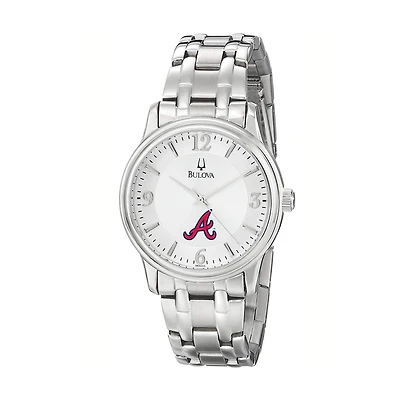 Men's Bulova Silver Atlanta Braves Stainless Steel Watch