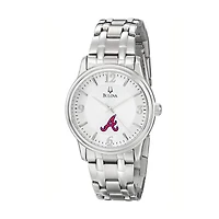 Men's Bulova Silver Atlanta Braves Stainless Steel Watch