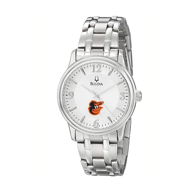 Men's Bulova Silver Baltimore Orioles Stainless Steel Watch