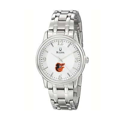 Men's Bulova Silver Baltimore Orioles Stainless Steel Watch