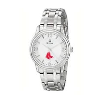 Men's Bulova Silver Boston Red Sox Stainless Steel Watch