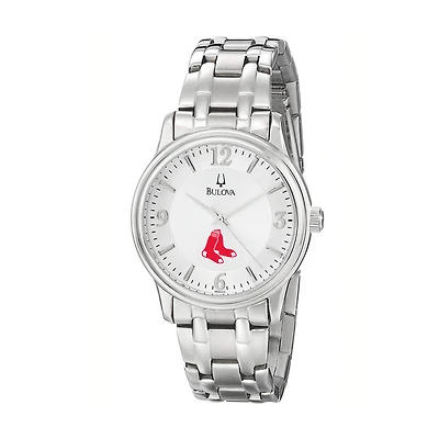 Men's Bulova Silver Boston Red Sox Stainless Steel Watch
