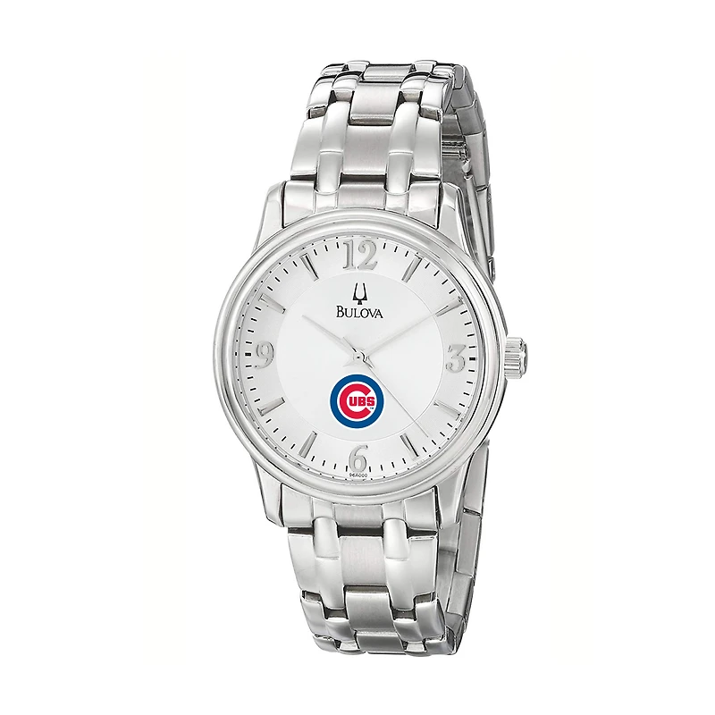 Men's Bulova Silver Chicago Cubs Stainless Steel Watch