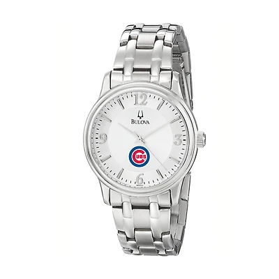 Men's Bulova Silver Chicago Cubs Stainless Steel Watch