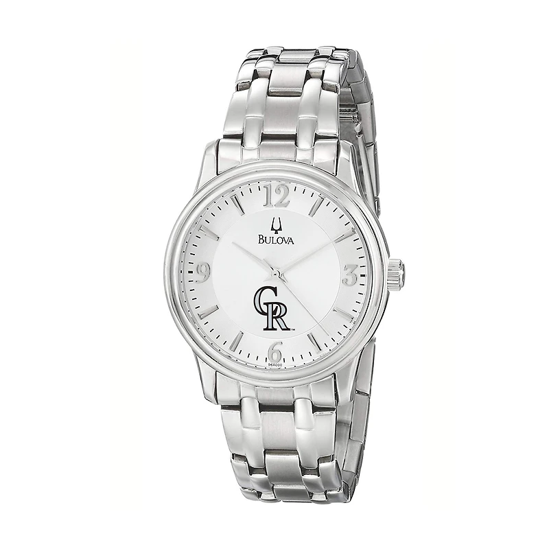 Men's Bulova Silver Colorado Rockies Stainless Steel Watch