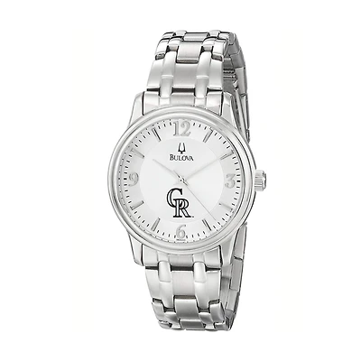 Men's Bulova Silver Colorado Rockies Stainless Steel Watch