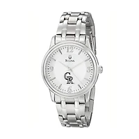Men's Bulova Silver Colorado Rockies Stainless Steel Watch