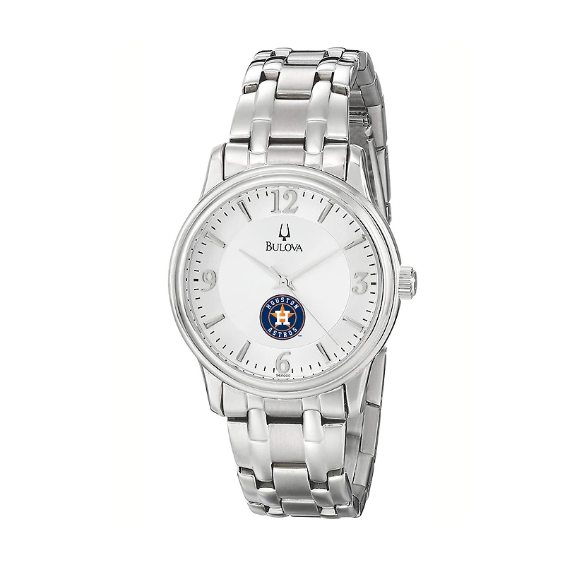 Men's Bulova Silver Houston Astros Stainless Steel Watch