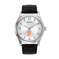 Men's Bulova Silver San Francisco Giants Leather Strap Watch