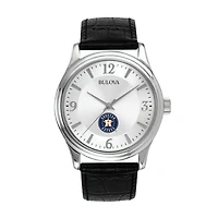Men's Bulova Silver Houston Astros Leather Strap Watch