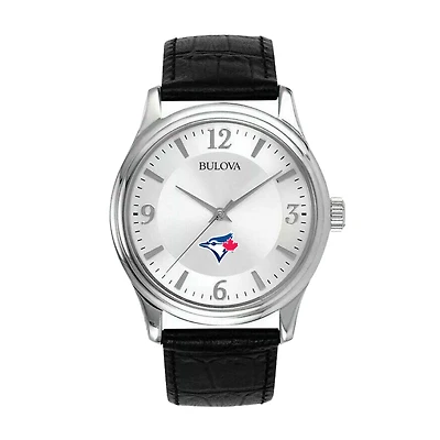 Men's Bulova Silver Toronto Blue Jays Leather Strap Watch