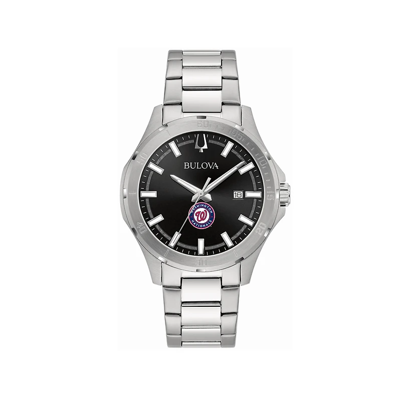 Men's Bulova Washington Nationals Stainless Steel Classic Sport Watch