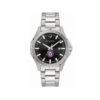 Men's Bulova Washington Nationals Stainless Steel Classic Sport Watch