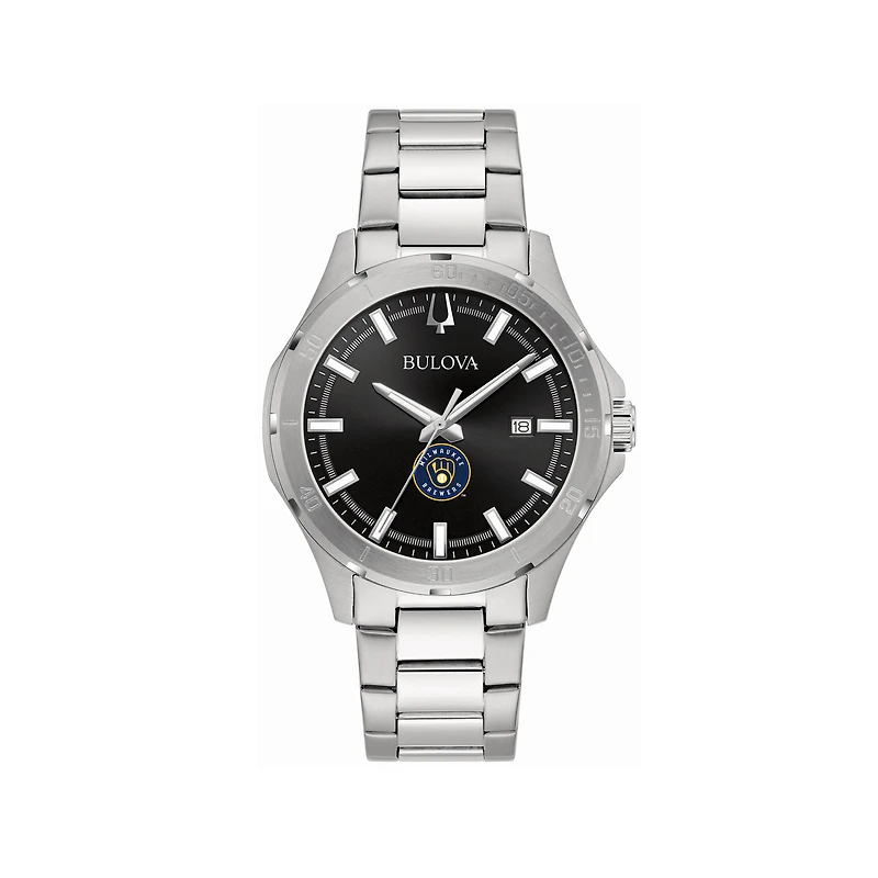 Men's Bulova Milwaukee Brewers Stainless Steel Classic Sport Watch