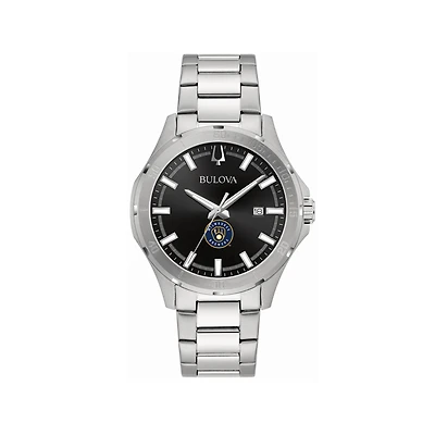 Men's Bulova Milwaukee Brewers Stainless Steel Classic Sport Watch