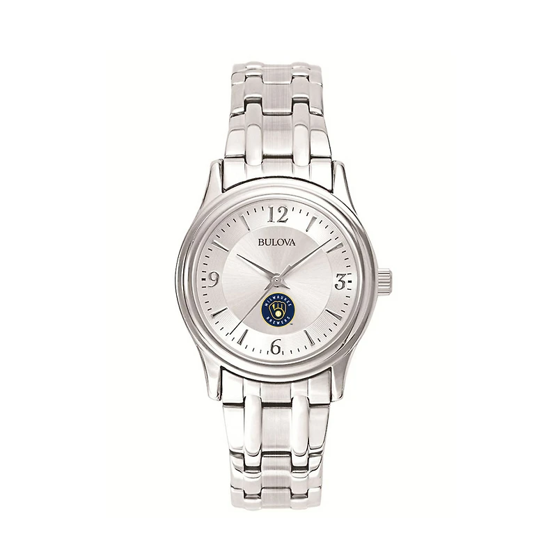 Women's Bulova Silver Milwaukee Brewers Stainless Steel Watch