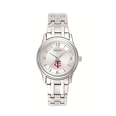 Women's Bulova Silver Minnesota Twins Stainless Steel Watch