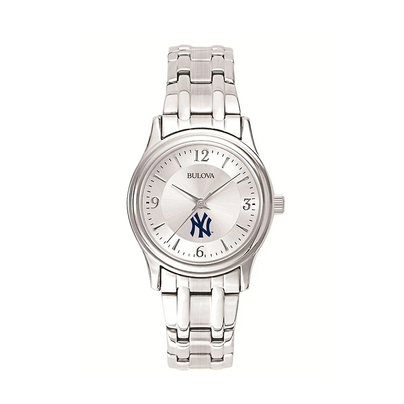 Women's Bulova Silver New York Yankees Stainless Steel Watch