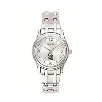 Women's Bulova Silver San Diego Padres Stainless Steel Watch