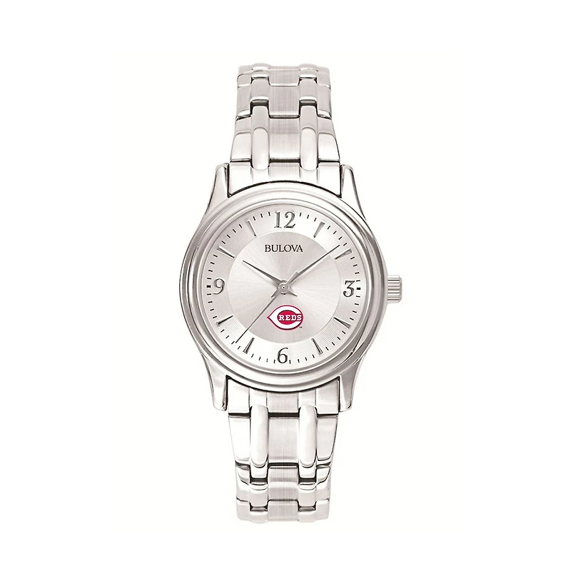 Women's Bulova Silver Cincinnati Reds Stainless Steel Watch