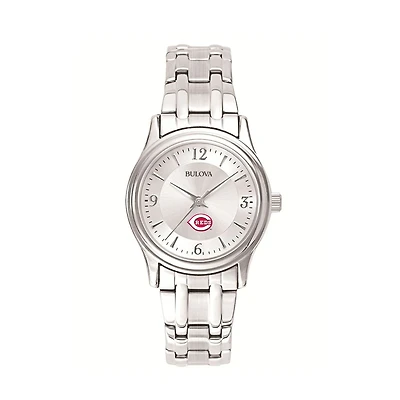 Women's Bulova Silver Cincinnati Reds Stainless Steel Watch