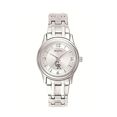 Women's Bulova Silver Colorado Rockies Stainless Steel Watch