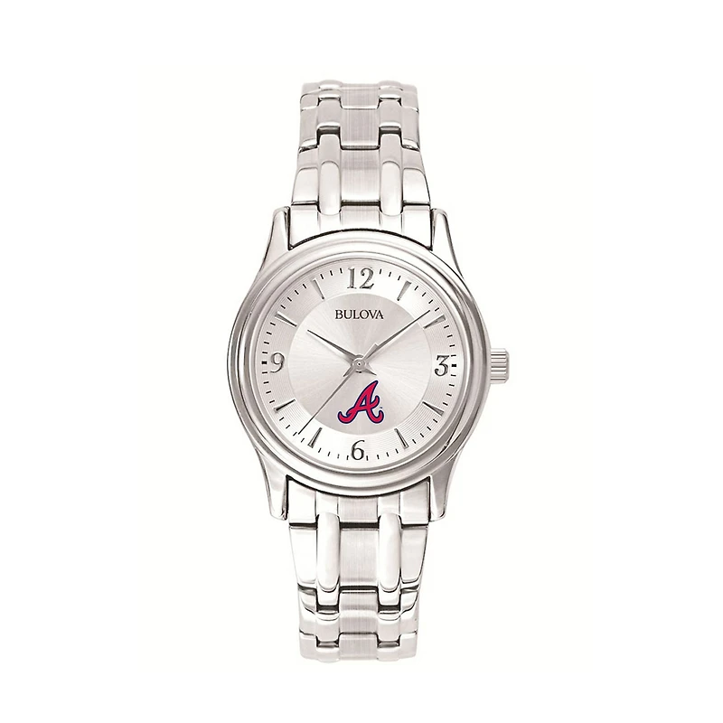 Women's Bulova Silver Atlanta Braves Stainless Steel Watch