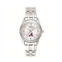 Women's Bulova Silver Atlanta Braves Stainless Steel Watch