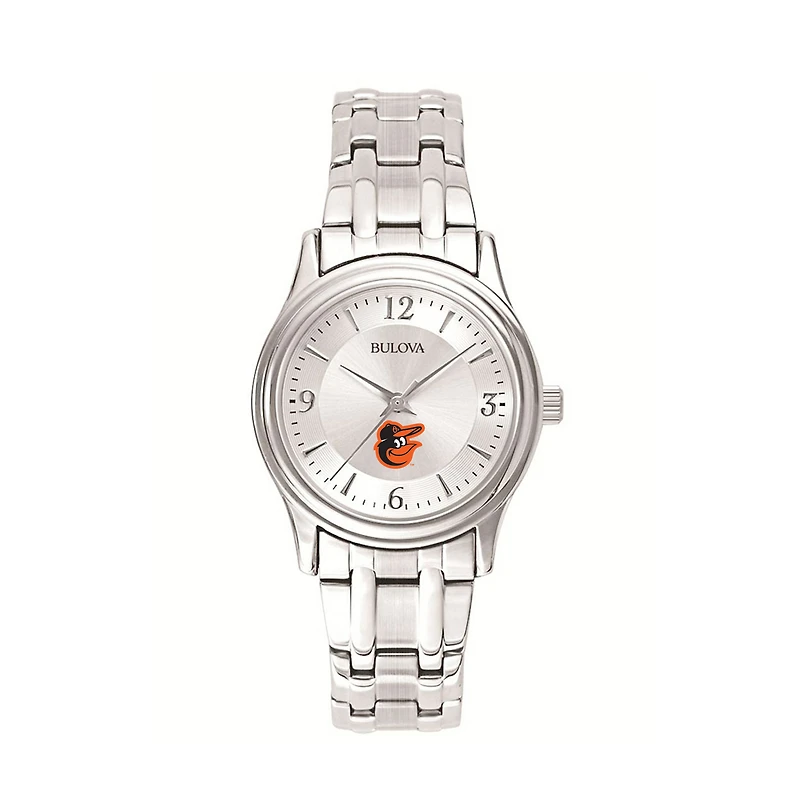 Women's Bulova Silver Baltimore Orioles Stainless Steel Watch
