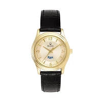 Women's Bulova Gold Tampa Bay Rays Leather Strap Watch