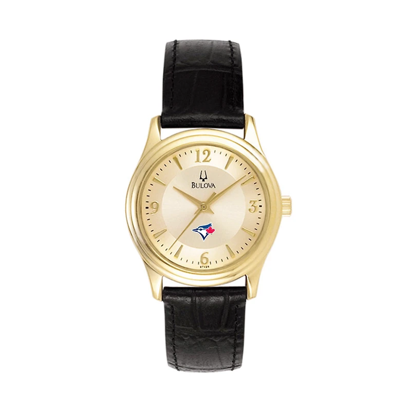 Women's Bulova Gold Toronto Blue Jays Leather Strap Watch