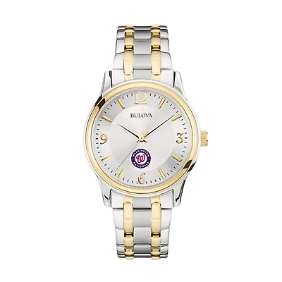 Men's Bulova Silver/Gold Washington Nationals Two-Tone Watch