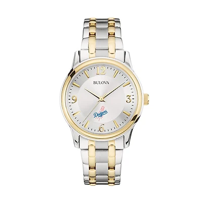 Men's Bulova Silver/Gold Los Angeles Dodgers Two-Tone Watch