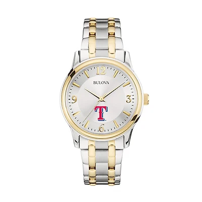 Men's Bulova Silver/Gold Texas Rangers Two-Tone Watch