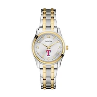 Women's Bulova Silver/Gold Texas Rangers Two-Tone Watch