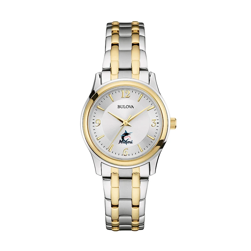 Women's Bulova Silver/Gold Miami Marlins Two-Tone Watch